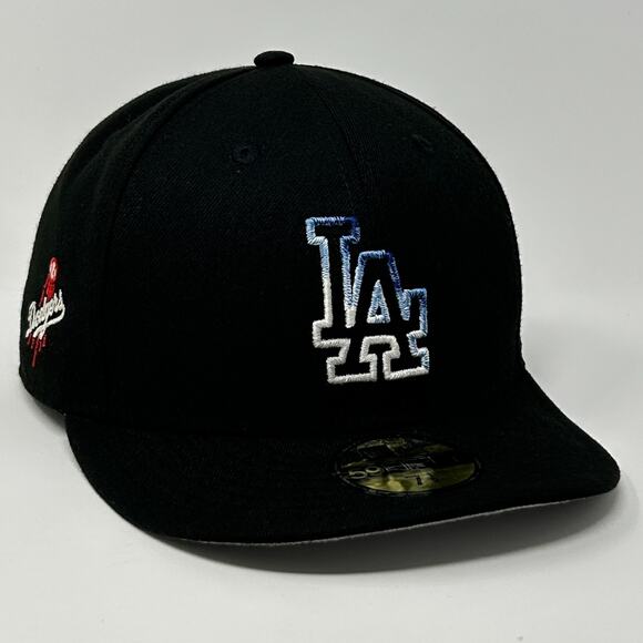 Los Angeles LA Dodgers Hat Baseball Cap New Era Gradient Logo Black Fitted 7 1/2 - Picture 1 of 12